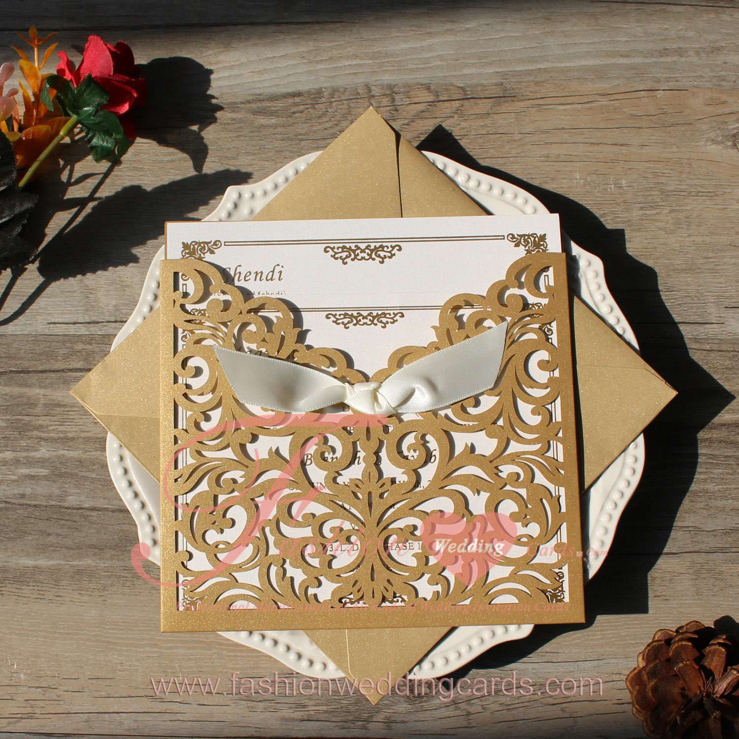 Unique Pearl Gold Laser Cut Invitations Philippines